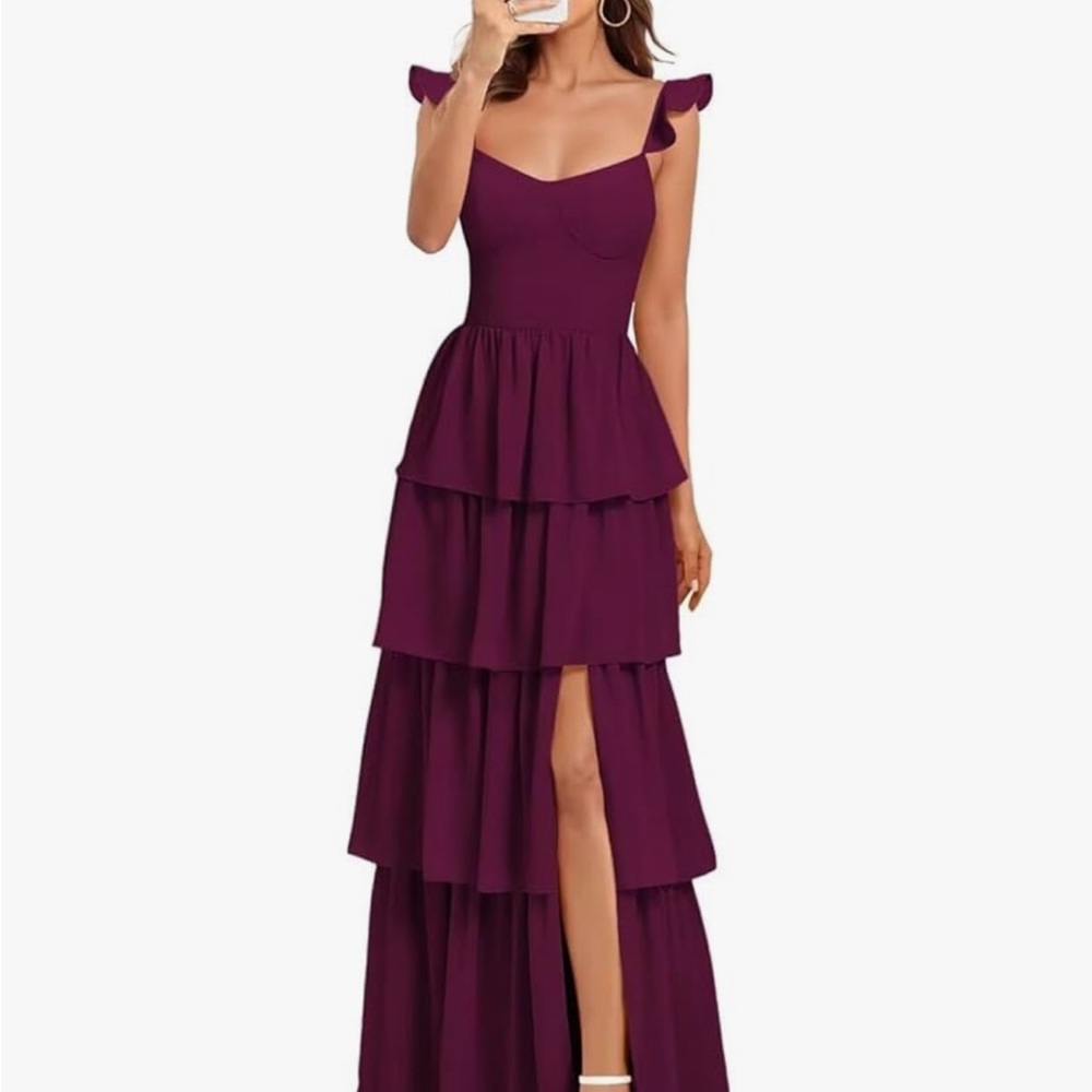 Elegant Purple Tiered Maxi Dress